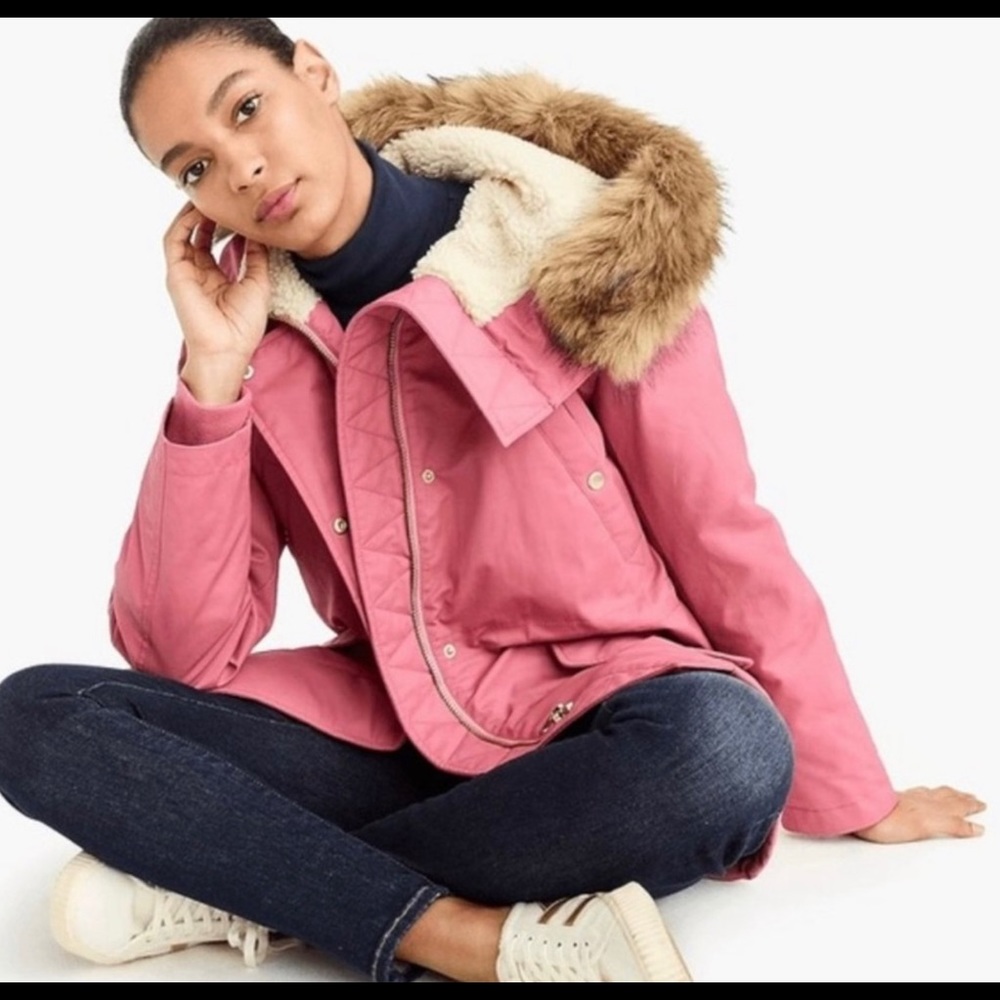 J.Crew Perfect Winter Parka Eco-friendly PrimaLoft Pockets Lined Hooded Pink